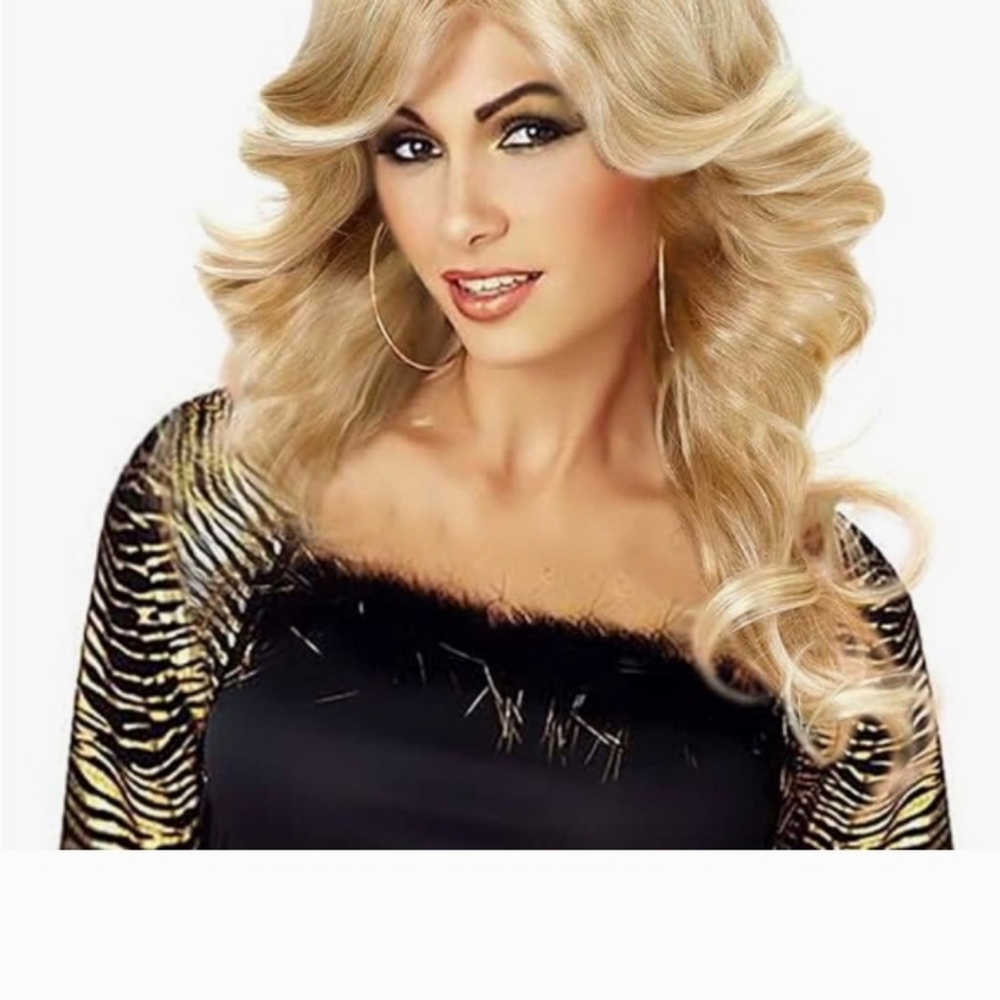 Farah Faucet Style Wig Blonde for Fun Fashion or halloween costume dress up - Picture 2 of 9